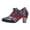 Black, variant on Dakaela Bohemian Ankle Booties for Women Floral Patchwork Lace‑Up Block Heel Retro Boots Western Dress Casual Leather Oxford Heels Size 6-10