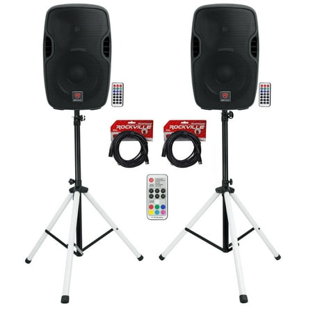 (2) Rockville BPA10 10  Powered 400w DJ PA Speakers wBluetooth+LED Stands+Cables price history on PriceWatchPro