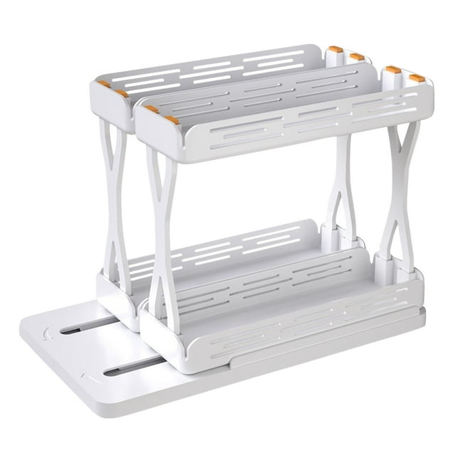 Produit de Stockage Alimentaire Organisateur de Rack Coulissant pour Armoires de Cuisine - Organisateur de Cuisine Rotatif à Double Rack pour Armoires