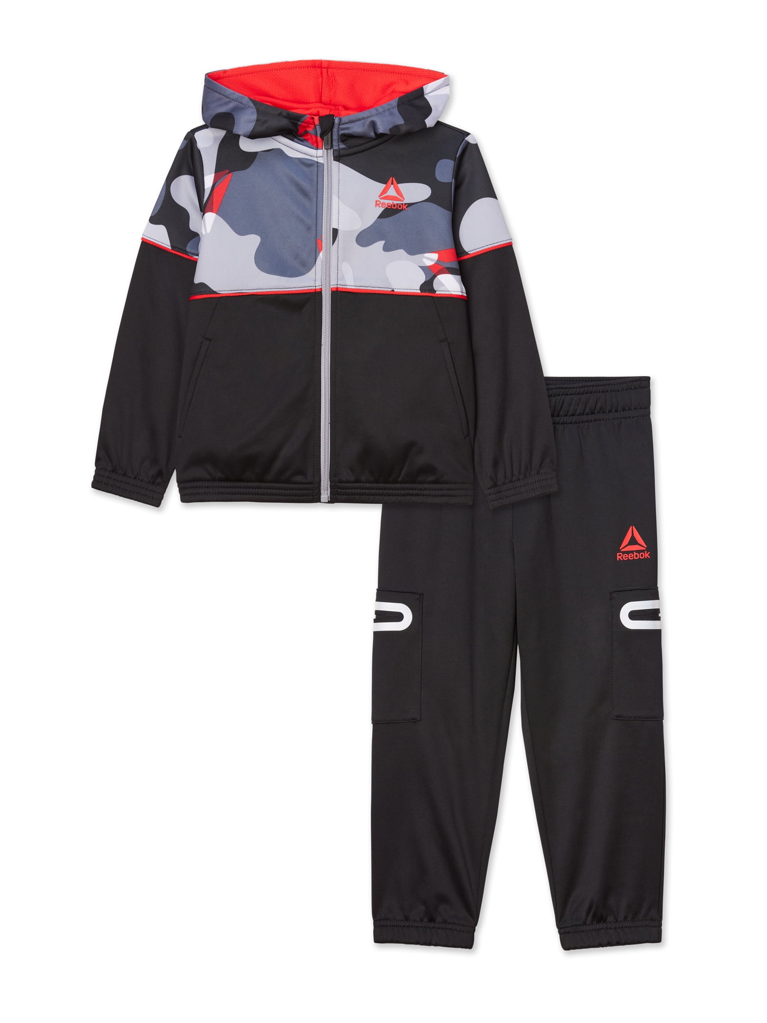 Reebok Baby and Toddler Boy Guard Printed Zip Hoodie and Jogger Pants Outfit Set, 2-Piece, Sizes 12M-5T