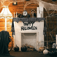 thumbnail image 3 of Halloween Fireplace- Scarf, Spiderweb Mantel Black Lace Cover Festive Party Gothic Indoor Decor, 3 of 7