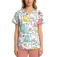 thumbnail image 4 of Kixjoy Scrubs Tops for Women Plus Size Short Sleeve V Neck Nurse Scrubs Animal Printed Stretchy Casual Tops Medical Lightweight Blouses for Women with Pockets, Pink S, 4 of 6
