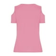 thumbnail image 7 of AherBiu Off Shoulder Tops for Women Short Sleeve V Neck Low Cut Summer Casual Loose Tunic Shirts Blouse, 7 of 7