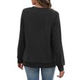 thumbnail image 4 of Huankd Women's V Neck Sweatshirt Fleece Cute Pocket Sweatshirts No Hood Oversized Comfy Hoodie Y2k Soft Fall Winter Tops Black 3XL, 4 of 6