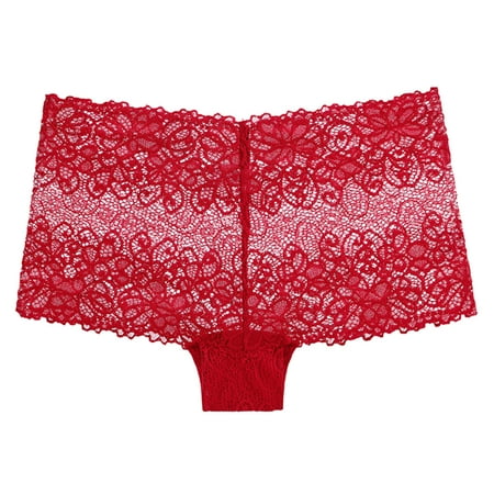 

crtigd Female Underwear Women Lace Boxer Cutout Jacquard Panties