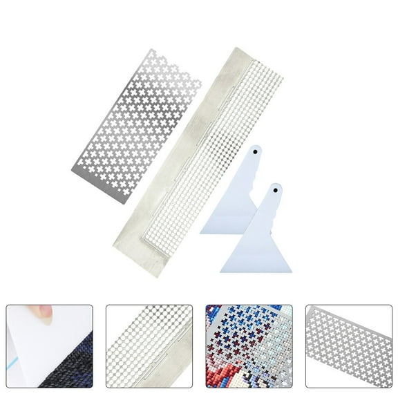 Milisten 4Pcs Diamond Embroidery Mesh Ruler Silver Steel for Artists and Craft Enthusiasts in DIY Projects