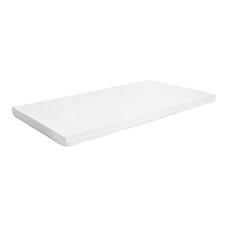 Milliard 2-Inch Memory Foam Crib and Toddler Bed Mattress Topper with Removable Waterproof 65% Cotton Non-Slip Cover - 52" x 27" x 2" White