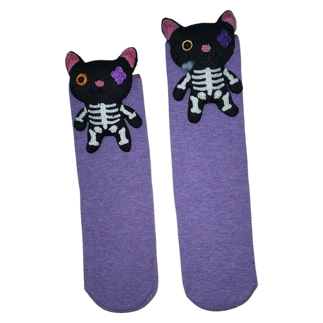 Calcetines con forma de animales,Calcetines con forma de animales Calcetines de casa de animales,Calcetines navideños de invierno,calcetines cálidos y bonitos Gato negro