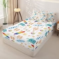 thumbnail image 2 of Castle Fairy Watercolor Summer Beach Tile Zipper Queen Comforter Set with Fitted Sheet and 2 Pillowcases,Turtle Surfboard Flip Flop Seamless Print Zipper Bedding Set,Blue White,Reversible,4 Pieces, 2 of 6