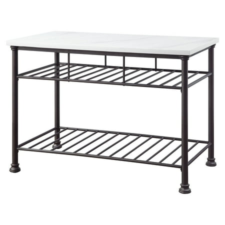 Acme Furniture ACME Freyja Kitchen Island with Metal Shelves in White and Gray
