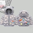 thumbnail image 2 of Fshinging Boys And Girls Autumn Winter Colorful Monkey Cartoon Letter Print Down Cotton-Padded Jackets Cute Ears Hooded Tops, 2 of 4