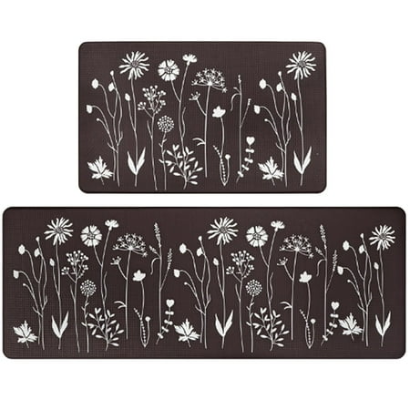 

Polyester Carpet Spring and Summer Flowers and Plants Pvc Floor Mats Non Slip Anti Oil Wipable Washable Household Simple Dirt 2 Pcs Floor Mat 17 X47 +17 X29