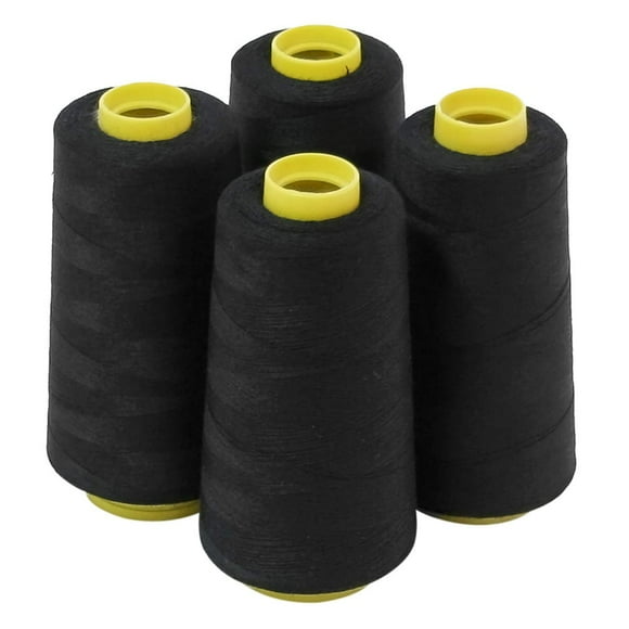 4 Conos Grandes (3000 Yardas Cada Uno) De Hilos De Poliéster Para Coser Quilting Serger Color Negro De Threadnanny