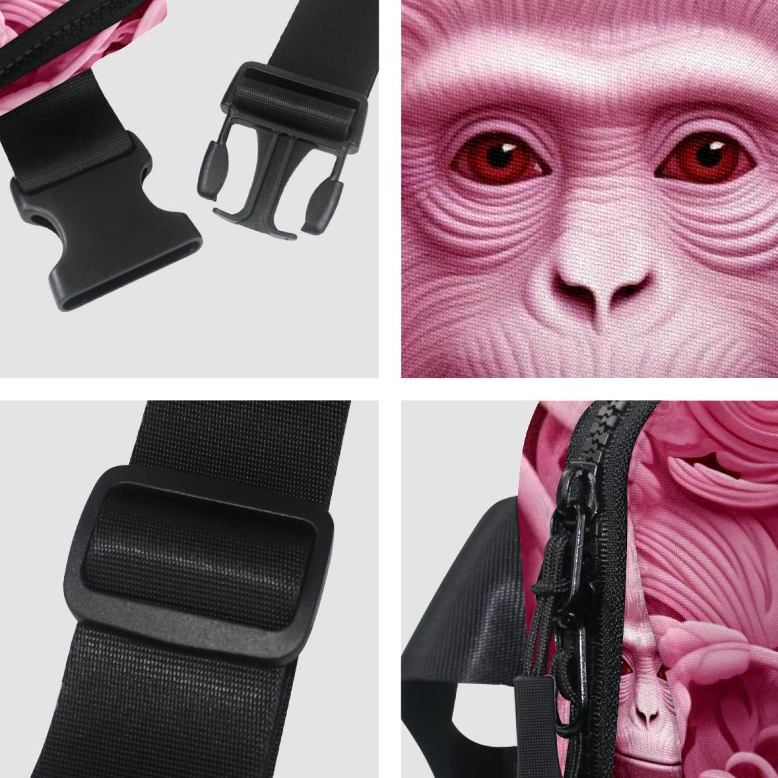 Pink monkey orangutan Running Belt Fanny Packs Waist Packs with Extension Strap Unisex Lightweight Adjustable