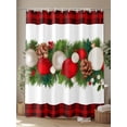 thumbnail image 4 of Christmas Balls Shower Curtain Set ，Waterproof Fabric Shower Curtains Red Yellowwood Red Black Plaid Shower Curtains for Bathroom,Bathroom Decor 54x"78", 4 of 6