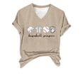 thumbnail image 4 of WZXFASHION T-shirt à Manches Courtes pour Femmes, Festival de Baseball, Couleur Unie, Imprimé Baseball, Col en V, Liquidation à 50 % de Rabais, 4 of 6