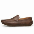thumbnail image 4 of Men's Casual Loafers Slip On Leather Shoes Comfortable Lightweight Driving Shoes Male Moccasins Classic Penny Loafer Flats Boat Shoes Outdoor Walking Shoes, 4 of 17