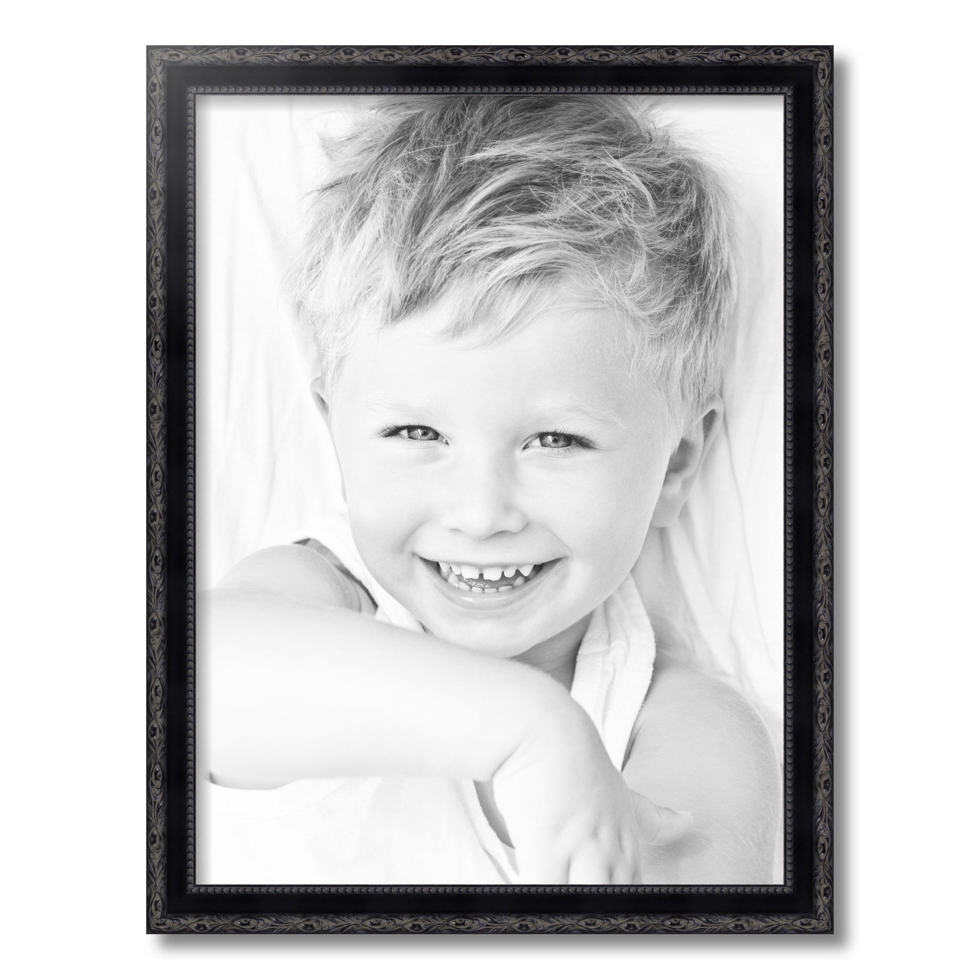 ArtToFrames 18x24 Inch Black Engraved Edges Picture Frame, This Black Wood Poster Frame is Great for Your Art or Photos, Comes with 060 Plexi Glass (4055)