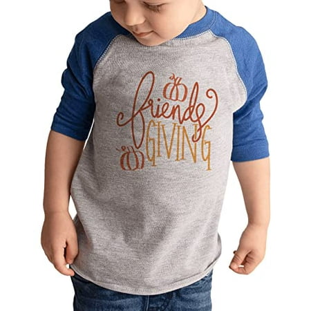 

7 ate 9 Apparel Kids Happy Thanksgiving Shirts - Friendsgiving Shirt - Thankful for Friends - Blue Shirt 4T