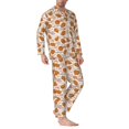 thumbnail image 2 of Naloa Cartoon Men’s Pajamas Set - Long Sleeve Button Down Sleep Shirt and Pajama Bottoms Sleepwear Set-Medium, 2 of 7