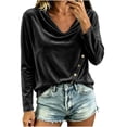 thumbnail image 4 of Womens Velvet Cowl Neck Tops Loose Fit Fall Winter Long Sleeve Elegant Casual Pullover Blouse Black XL, 4 of 7