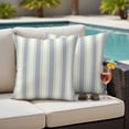 thumbnail image 4 of Blue Stripe Outdoor Waterproof Pillow Covers, Modern Farmhouse Geometric Retro Striped Decorative Square Throw Pillowcase Sofa Cushion Sham for Patio/Couch/Chair, 16"x16" 2 Pack, 4 of 8