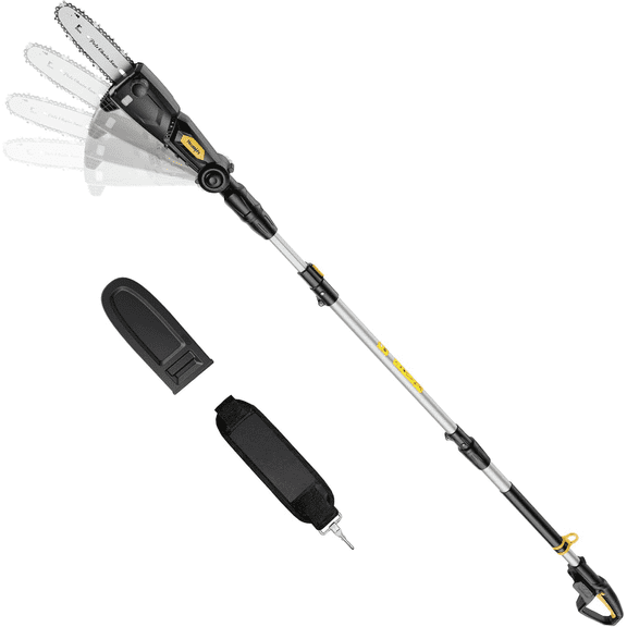 Cordless Pole Saw Compatible with Dewalt 20V Max Battery, 14.8FT Reach Electric Pole Saw with 4-Angle Adjustable Head, 8" Tool-Free Tensioning Pole Chainsaw for Tree Trimming, Tool Only