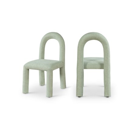 Meridian Furniture Amari Mint Chenille Fabric Dining Chair, Set of 2