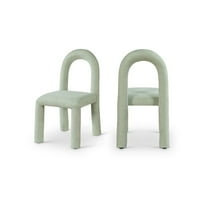 Meridian Furniture Amari Mint Chenille Fabric Dining Chair, Set of 2
