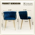 thumbnail image 3 of MOONMISS Dining Chairs Set of 2 with Metal Legs for Kitchen Dinning Room,Navy Blue, 3 of 5