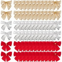 72Pcs 3 Colors Twist Tie Bows Decorative Christmas Bows Premade Craft Bows Pretied Bows