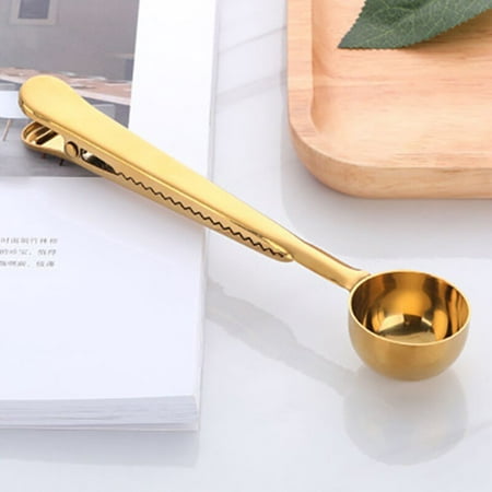 

Two-in-one Stainless Steel Coffee Spoon Sealing Clip Kitchen Gold Accessories Recipient Cafe Expresso Cucharilla Decoration