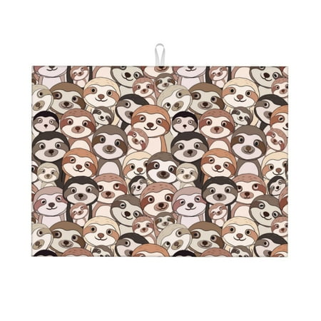 

Adobk Brown Sloth Print Microfiber Dish Drying Mat Baby Bottle Drying Mat Kitchen Counter Dish Mat Super Absorbent