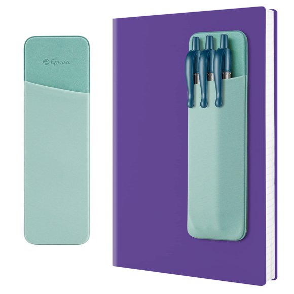 Soporte para bolígrafos Epessa, funda adhesiva para lápices, reutilizable, color verde