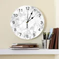thumbnail image 2 of White Marble Texture Decorative Round Wall Clock Arabic Numerals Design Non Ticking Wall Clock Large For Bedrooms Bathroom（14 Inch）, 2 of 6