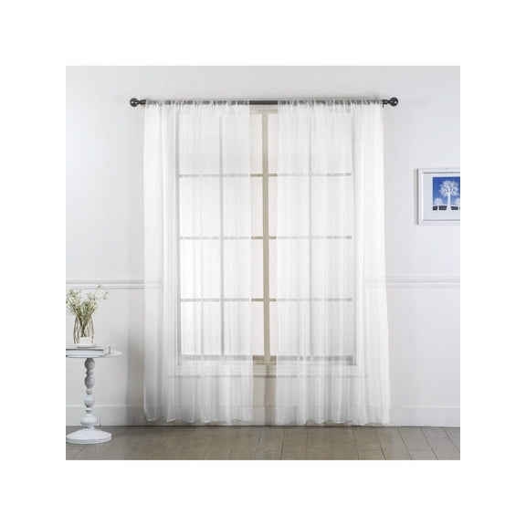 2 Panel Sheer Curtains, Rod Pocket Window Drapes for Bedroom and Living Room
