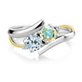 thumbnail image 2 of Gem Stone King 1.27 Ct Mercury Mist Mystic Topaz Sky Blue Topaz 925 Silver and 10K Yellow Gold Lab Grown Diamond Two Stone Crossover Ring (Size 7), 2 of 5