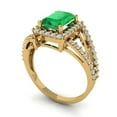 thumbnail image 2 of 1.935 ct Emerald Cut Simulated Emerald Solitaire with Simulated Diamond Accents 18K Yellow Gold Womens Engagement Ring, 2 of 5