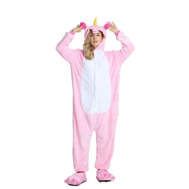 Kugurumi-Conjunto de Pijama de unicornio para mujer, ropa de dormir de franela con dibujos animados de Panda y Stitch, para Navidad e Invierno