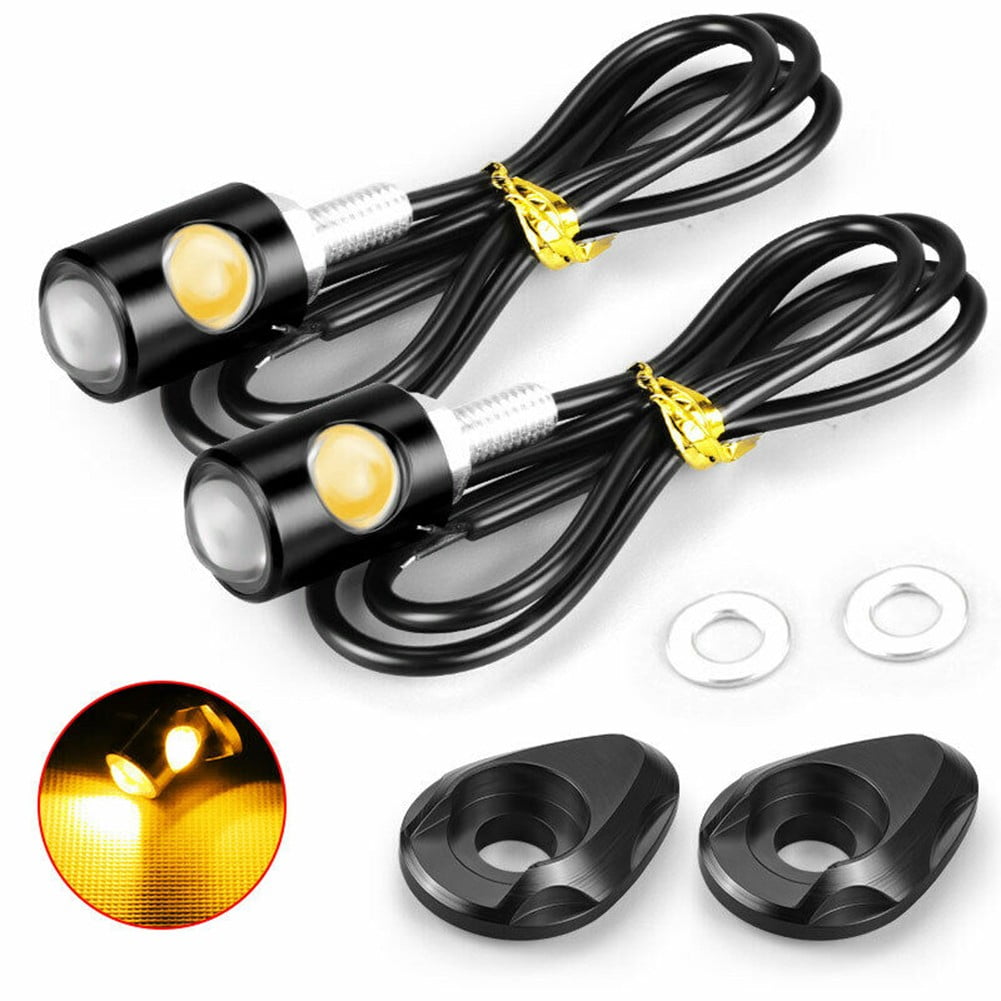 2X Mini LED Motorcycle License Plate Turn Signals Indicator Amber