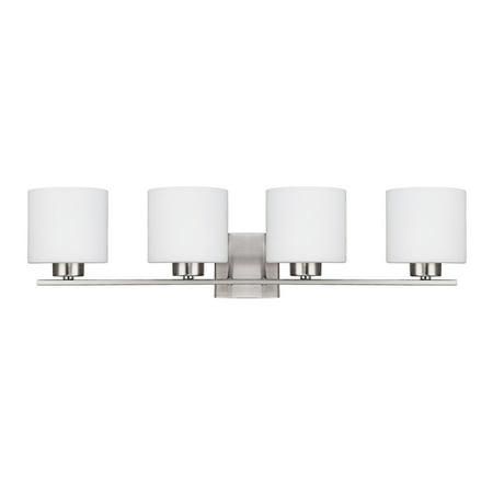 Cloud Nickel Four Light Bath Capital Lighting Steele - Four Light Bath Vanity, Brushed Nickel Finish with Soft White Glass ()