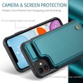 thumbnail image 2 of for iPhone 11 Premium PU Leather Back Case, Multiple Card Slots Design, Double Magnetic Clasp Study Kickstand RFID Blocking Classic Phone Cover for iPhone 11, Blue, 2 of 9