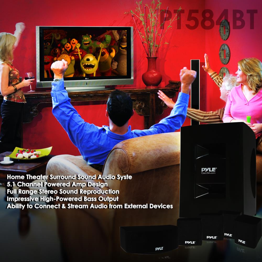 Pyle 5.1 Channel Home Theater System - Surround Sound Home Theater Speaker System PT584BT - image 5 of 5