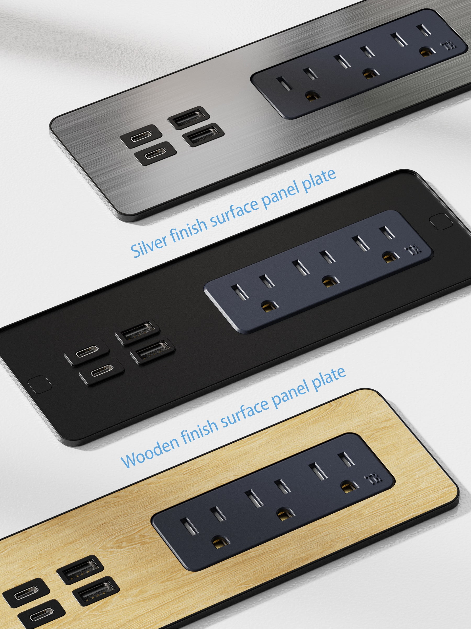 PD 65W Recessed Power Strips, Flush Mount Power Outlet with 2 USB-C Ports,Fast Charging Station ,Conference Surge Protector Recessed Outlets,6Ft Extension Cord,Office/Home Furniture Mountable