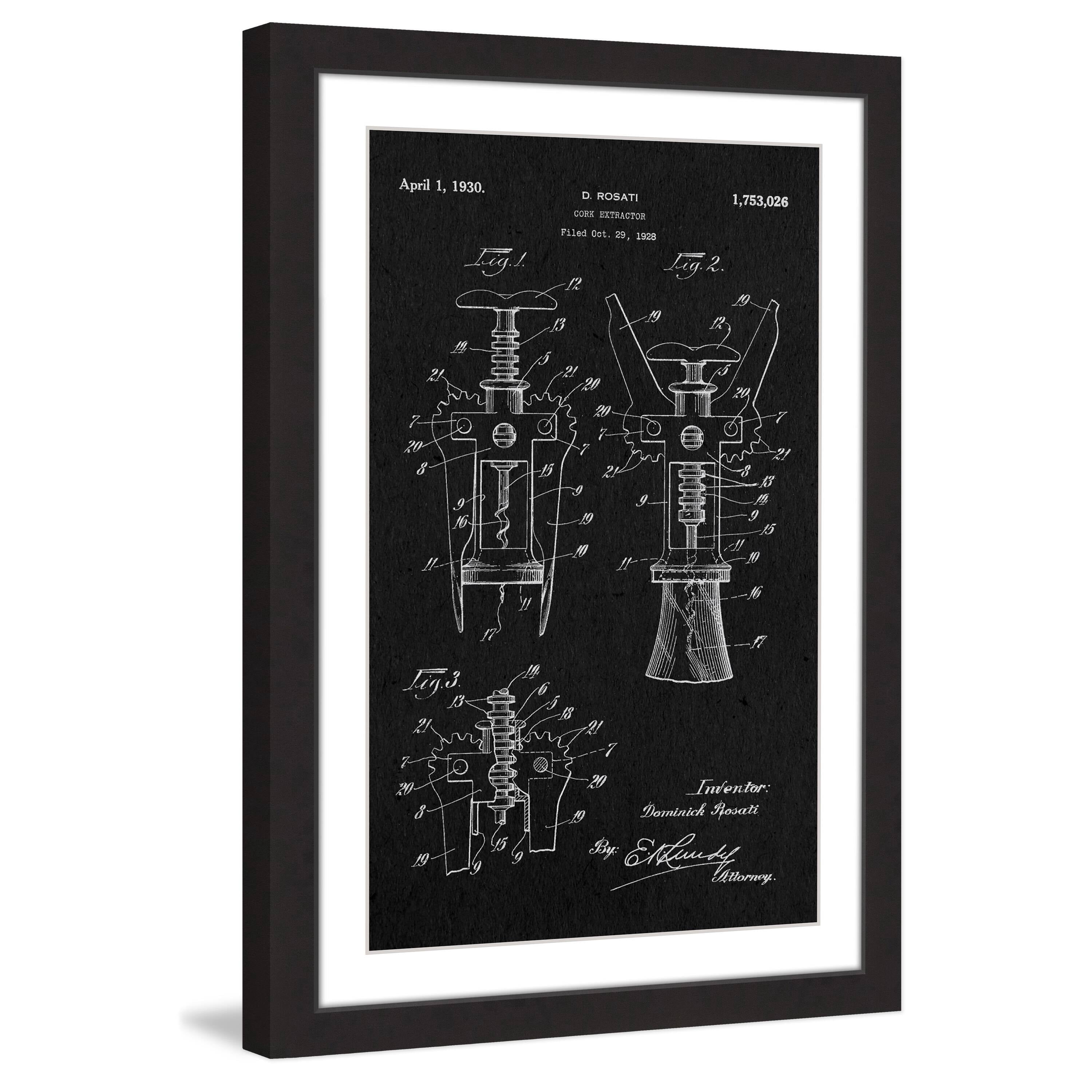"Cork 1928 Black Paper" Framed Painting Art Print, 24" x 1.5"