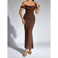 thumbnail image 4 of Zmoon Women's Mesh Pleated Dress Backless One-Shoulder Tight-Fitting Hip-Wrapped Long Dress, 4 of 9