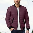 thumbnail image 6 of BLTIBY Men's Winter Puffer Jacket Solid Color Full Zip Stand Collar Coat Casual Fashion Quilted Overcoat with Pockets Red XL, 6 of 8