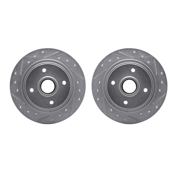Dynamic Friction Company Rear Brake Rotors-Drilled and Slotted-Silver 7002-59068