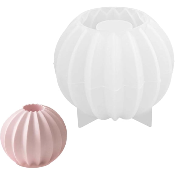 Striped Sphere Silicone Molds for Handmade Candle and Soap Making, Multipurpose Mold for Resin Casting(1Set, B)