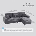 thumbnail image 3 of HOMCOM Causeuse Sectionnelle, Canapé d'Angle en Tissu Velours Côtelé, Gris Anthracite, 3 of 10